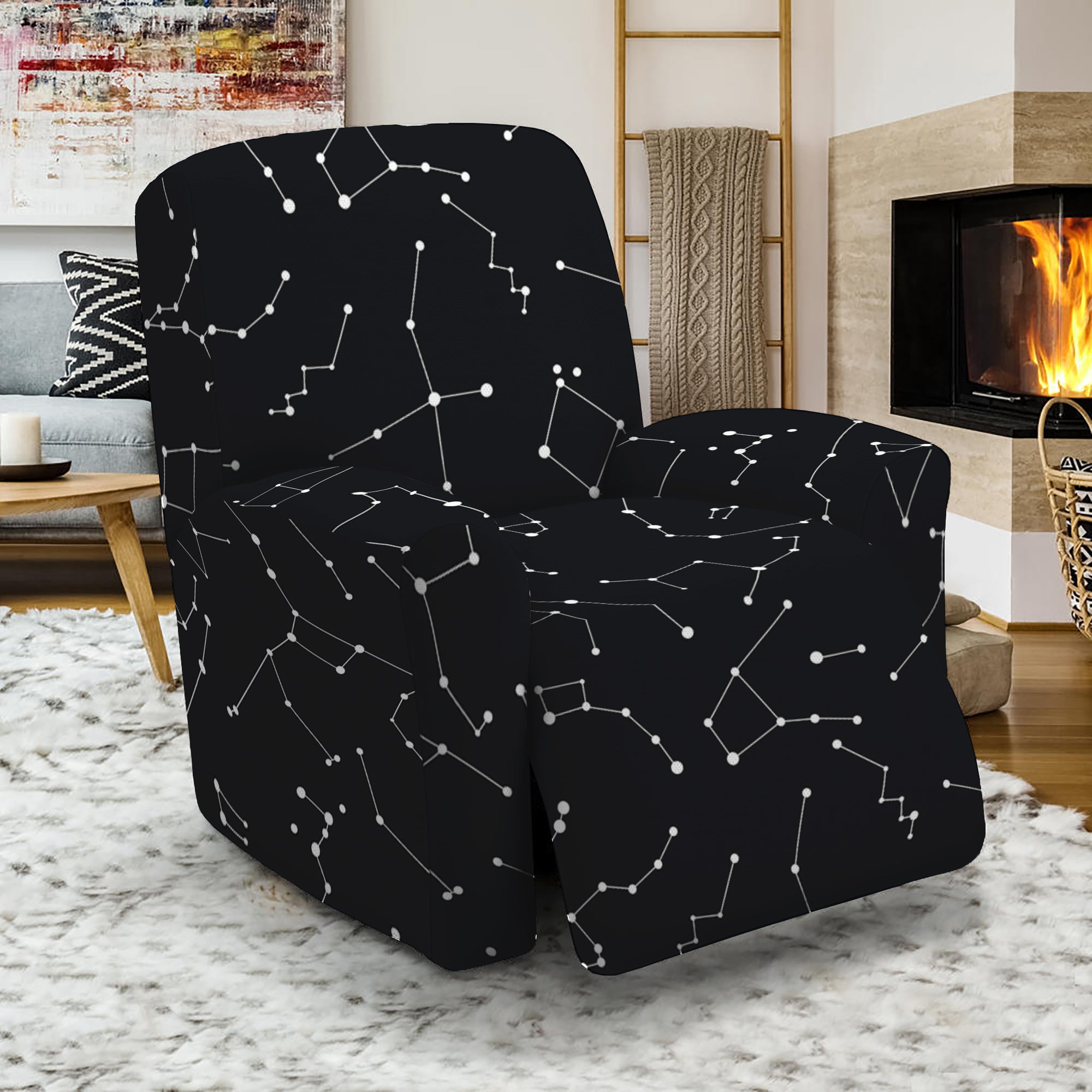 Black And White Constellation Print Recliner Slipcover