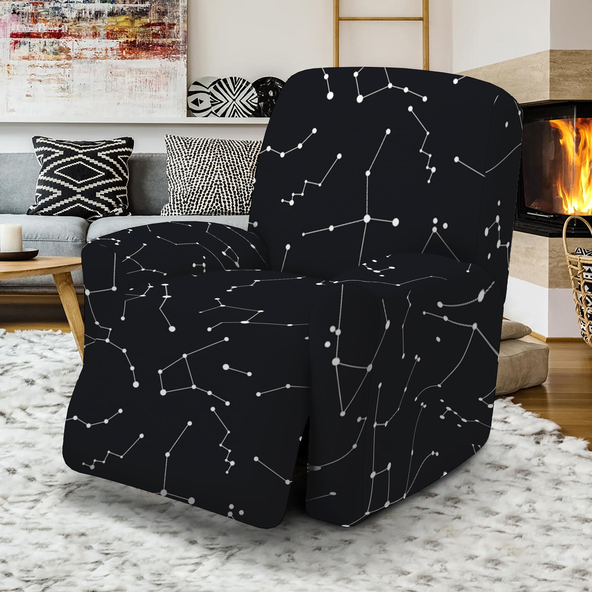 Black And White Constellation Print Recliner Slipcover