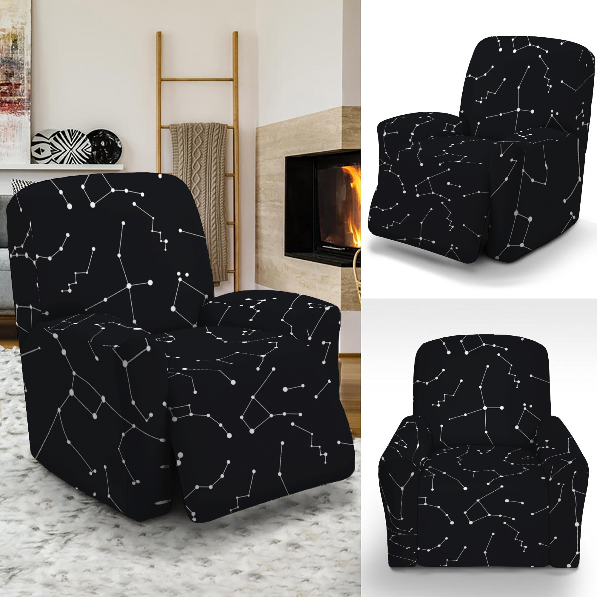 Black And White Constellation Print Recliner Slipcover