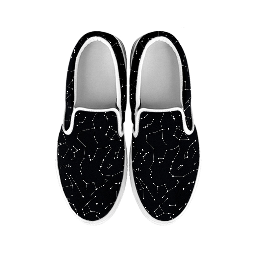 Black And White Constellation Print White Slip On Shoes