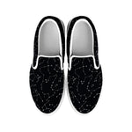 Black And White Constellation Print White Slip On Shoes