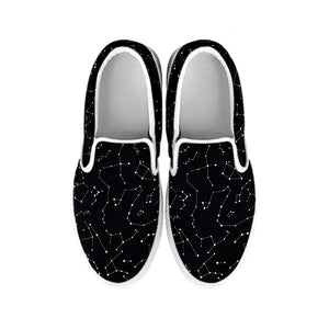 Black And White Constellation Print White Slip On Shoes