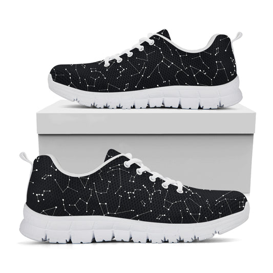 Black And White Constellation Print White Sneakers
