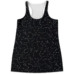 Black And White Constellation Print Women's Racerback Tank Top