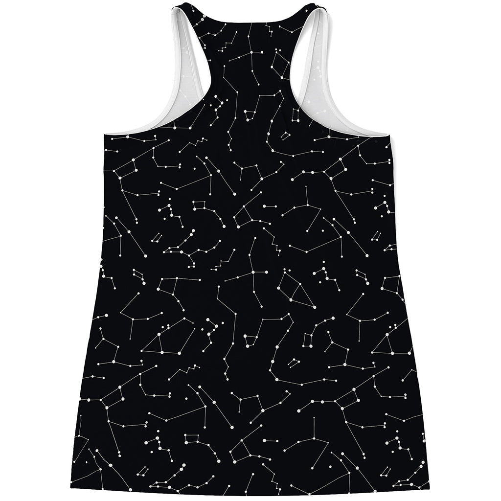 Black And White Constellation Print Women's Racerback Tank Top