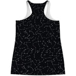 Black And White Constellation Print Women's Racerback Tank Top