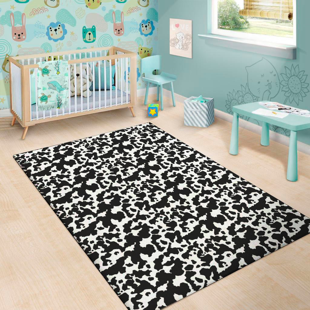 Black And White Cow Pattern Print Area Rug