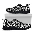Black And White Cow Pattern Print Black Running Shoes