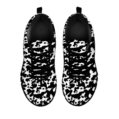 Black And White Cow Pattern Print Black Sneakers