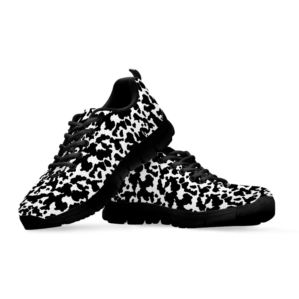 Black And White Cow Pattern Print Black Sneakers