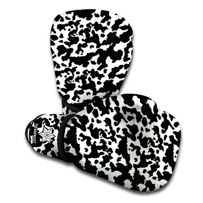 Black And White Cow Pattern Print Boxing Gloves