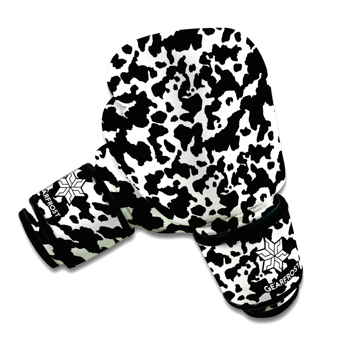 Black And White Cow Pattern Print Boxing Gloves