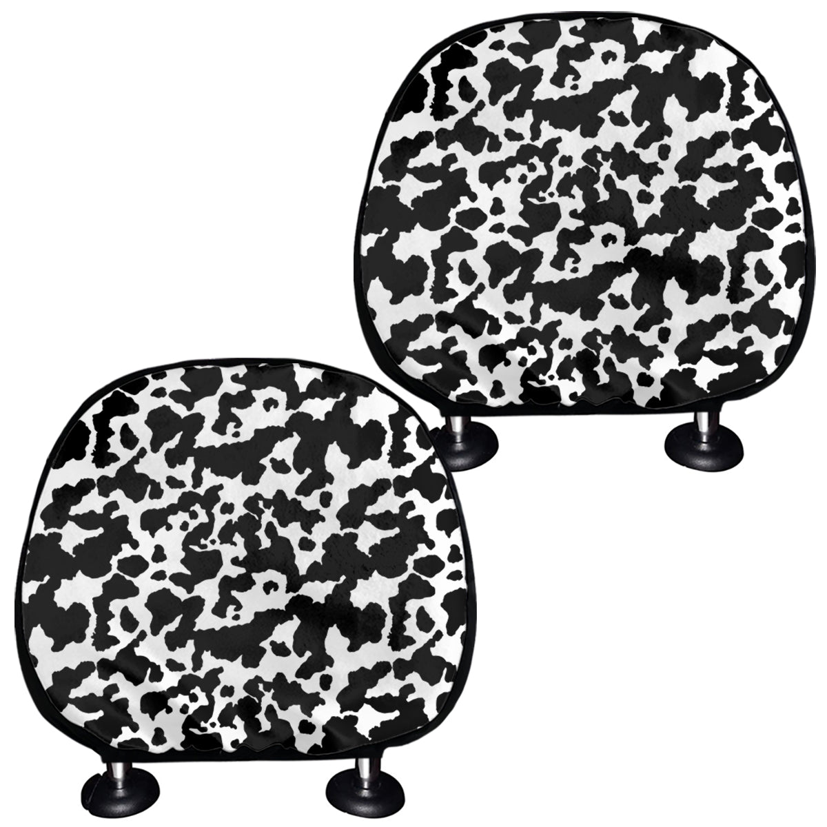 Black And White Cow Pattern Print Car Headrest Covers