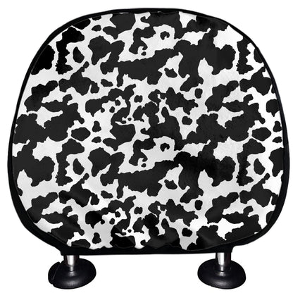 Black And White Cow Pattern Print Car Headrest Covers