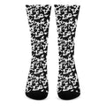 Black And White Cow Pattern Print Crew Socks
