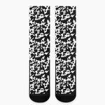 Black And White Cow Pattern Print Crew Socks