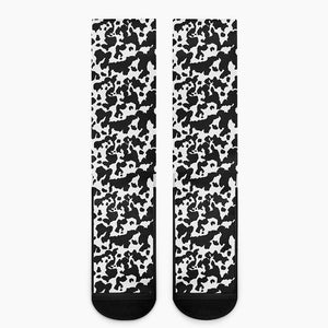 Black And White Cow Pattern Print Crew Socks