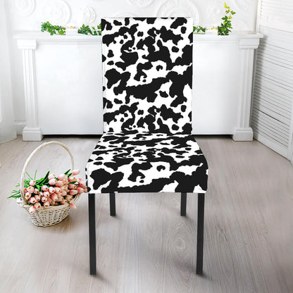 Black And White Cow Pattern Print Dining Chair Slipcover
