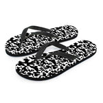 Black And White Cow Pattern Print Flip Flops