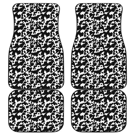 Black And White Cow Pattern Print Front and Back Car Floor Mats