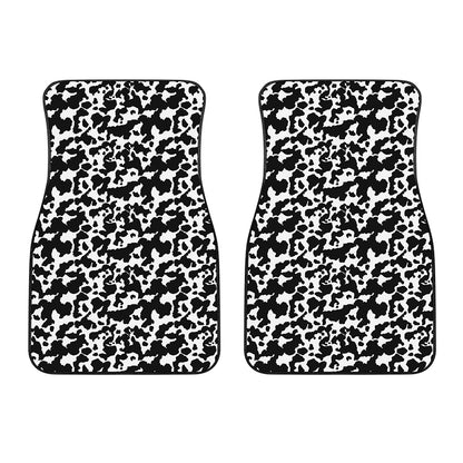 Black And White Cow Pattern Print Front Car Floor Mats