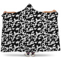 Black And White Cow Pattern Print Hooded Blanket