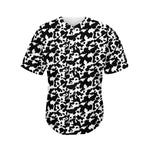 Black And White Cow Pattern Print Men's Baseball Jersey