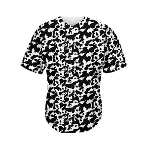 Black And White Cow Pattern Print Men's Baseball Jersey