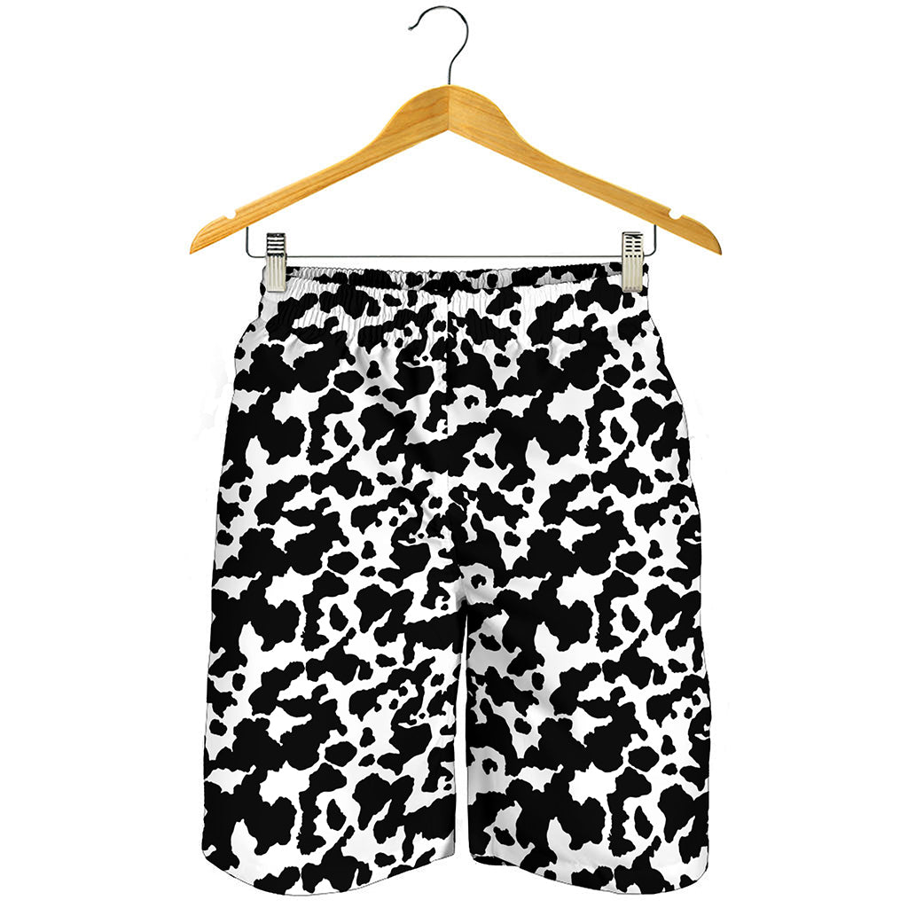 Black And White Cow Pattern Print Men's Shorts