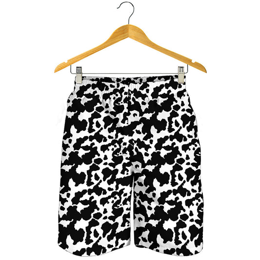 Black And White Cow Pattern Print Men's Shorts