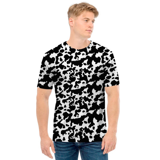 Black And White Cow Pattern Print Men's T-Shirt