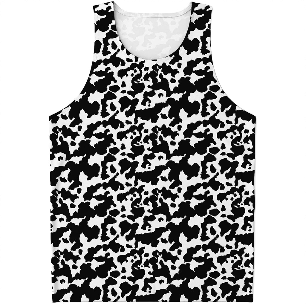 Black And White Cow Pattern Print Men's Tank Top
