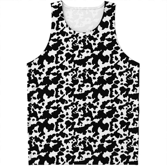 Black And White Cow Pattern Print Men's Tank Top