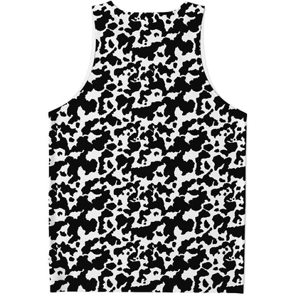 Black And White Cow Pattern Print Men's Tank Top