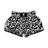 Black And White Cow Pattern Print Muay Thai Boxing Shorts