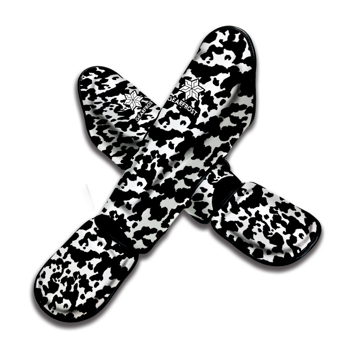 Black And White Cow Pattern Print Muay Thai Shin Guard