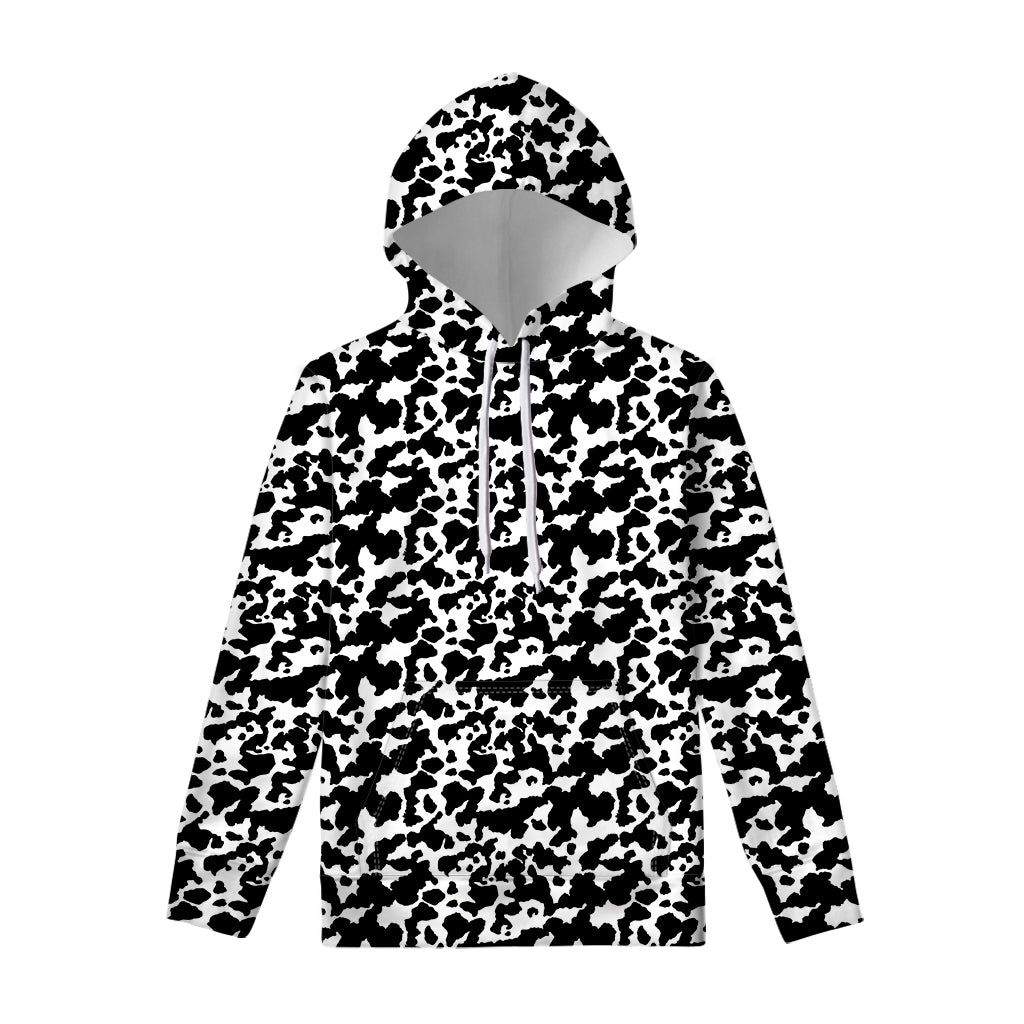 Black And White Cow Pattern Print Pullover Hoodie