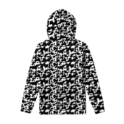 Black And White Cow Pattern Print Pullover Hoodie