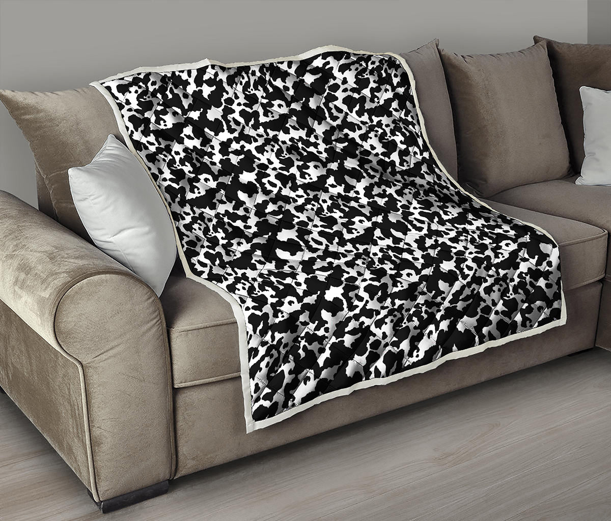 Black And White Cow Pattern Print Quilt