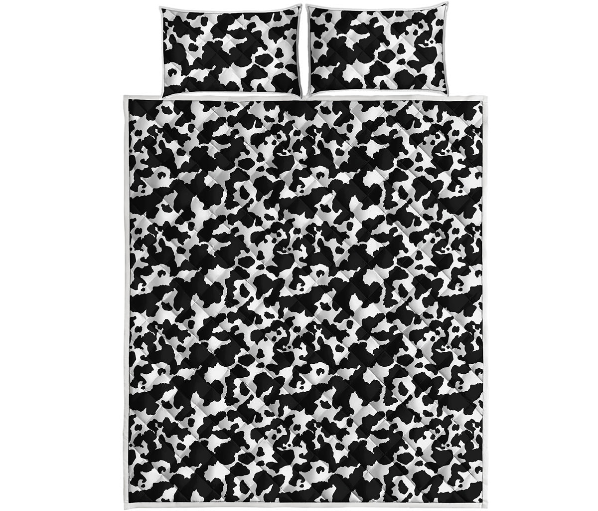 Black And White Cow Pattern Print Quilt Bed Set