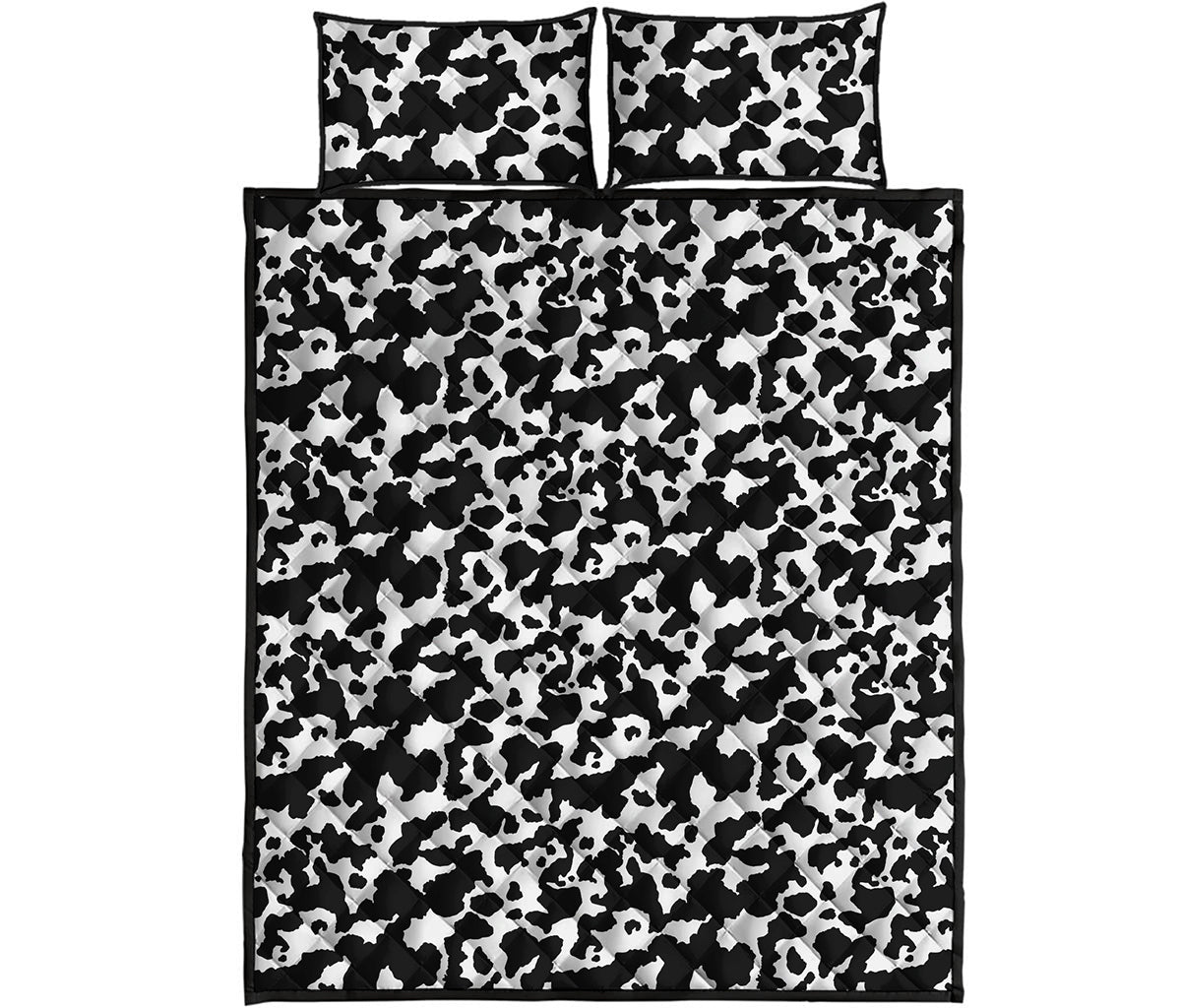 Black And White Cow Pattern Print Quilt Bed Set