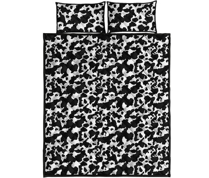 Black And White Cow Pattern Print Quilt Bed Set