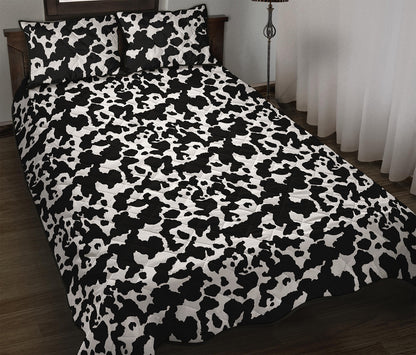 Black And White Cow Pattern Print Quilt Bed Set