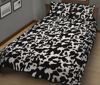 Black And White Cow Pattern Print Quilt Bed Set