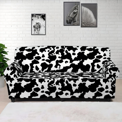 Black And White Cow Pattern Print Sofa Cover