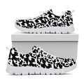 Black And White Cow Pattern Print White Running Shoes