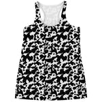 Black And White Cow Pattern Print Women's Racerback Tank Top