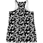 Black And White Cow Pattern Print Women's Racerback Tank Top