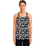Black And White Cow Pattern Print Women's Racerback Tank Top