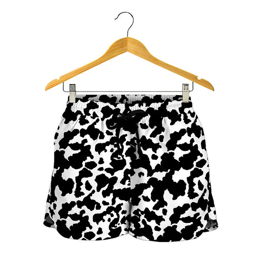 Black And White Cow Pattern Print Women's Shorts
